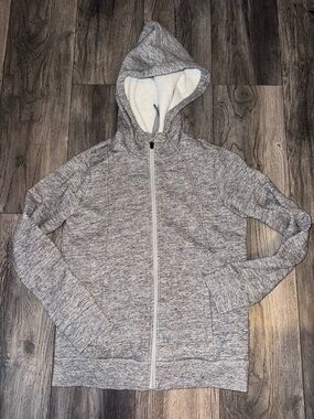 FIGS Grey Marled Zip-Up Hoodie XS